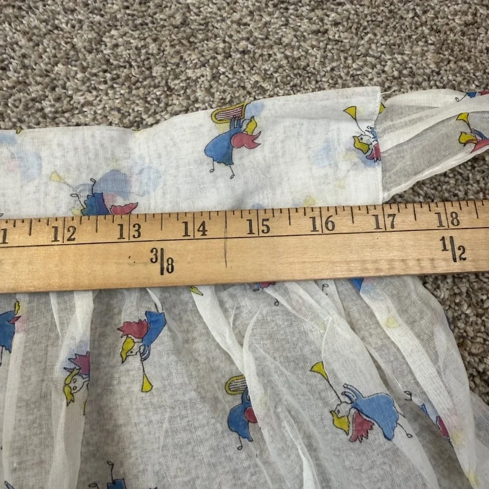 Vintage Angel Novelty Print Half Apron White‎ Blue Sheer Retro Kitchen Pocket